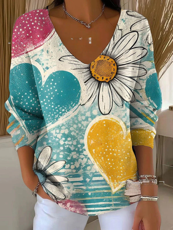 Julienne™ | Farbenfroher Pullover mit V-Ausschnitt