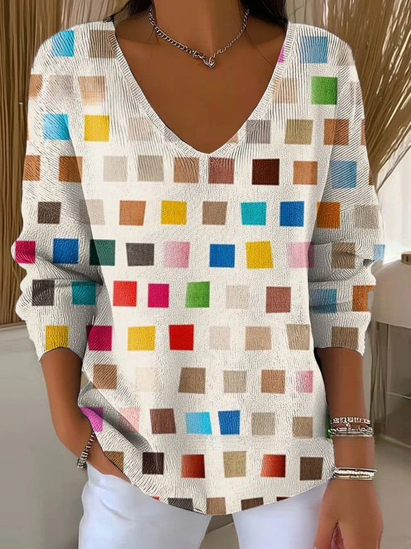 Julienne™ | Farbenfroher Pullover mit V-Ausschnitt