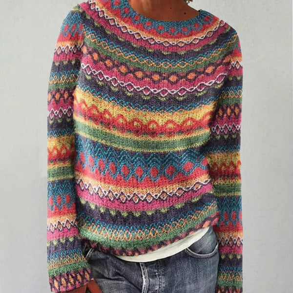 Brita | Bunter Retro-Pullover mit Norweger-Muster