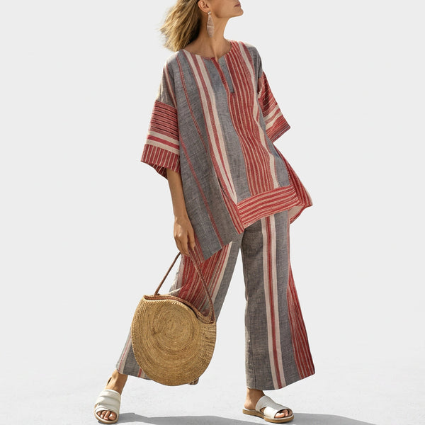 Matilde - Rot-graues Oversize-Set mit Streifen