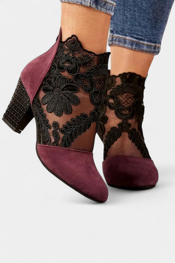 Tacones Alaine Blancos Con Encaje Floral
