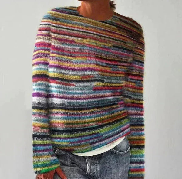 Gretel | Bunter Retro-Pullover mit Streifenmuster