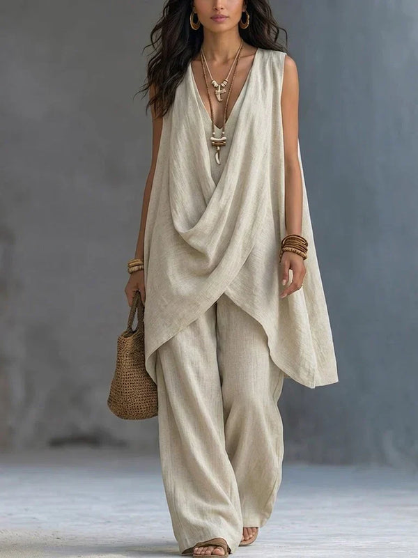 Ginevra | Drapierter Anzug mit weitem Hosen